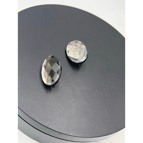 Margo Morrison Sterling Silver Abalone Mother of Pearl Doublet Stud Clip Earring - Picture 6 of 8